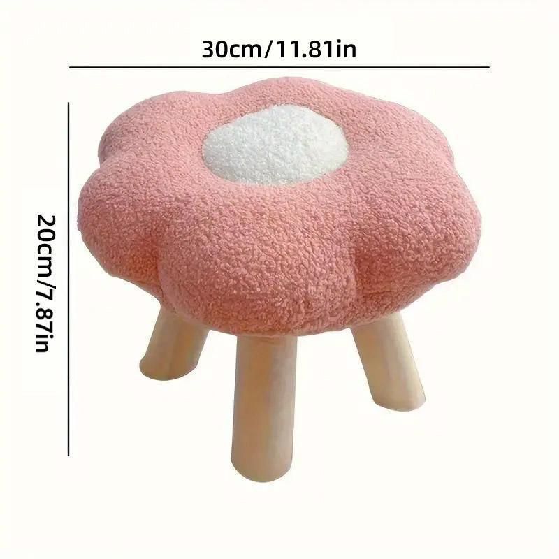 Small Flower Short Stool for Entryway or Living Room Shoe Bench or Footrest - Yellow
