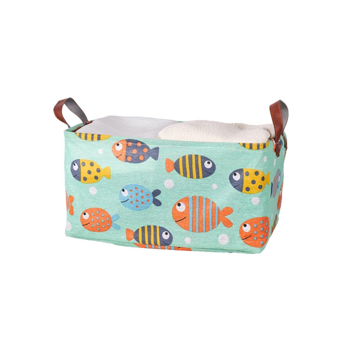 2pcs Foldable Cotton Linen Storage Baskets Home Organizer Box Office Supplies - Dinosaur