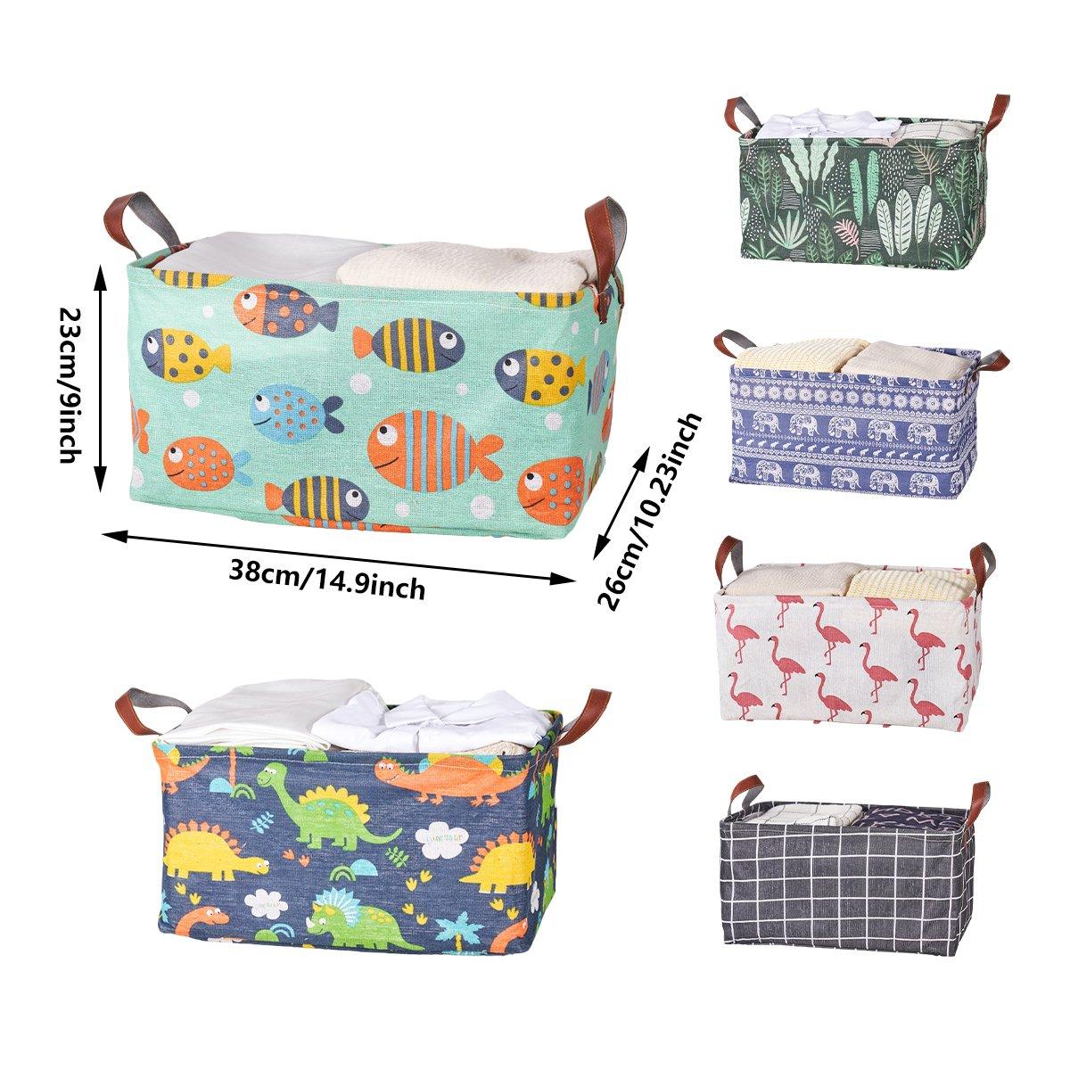 2pcs Foldable Cotton Linen Storage Baskets Home Organizer Box Office Supplies - Waterweed