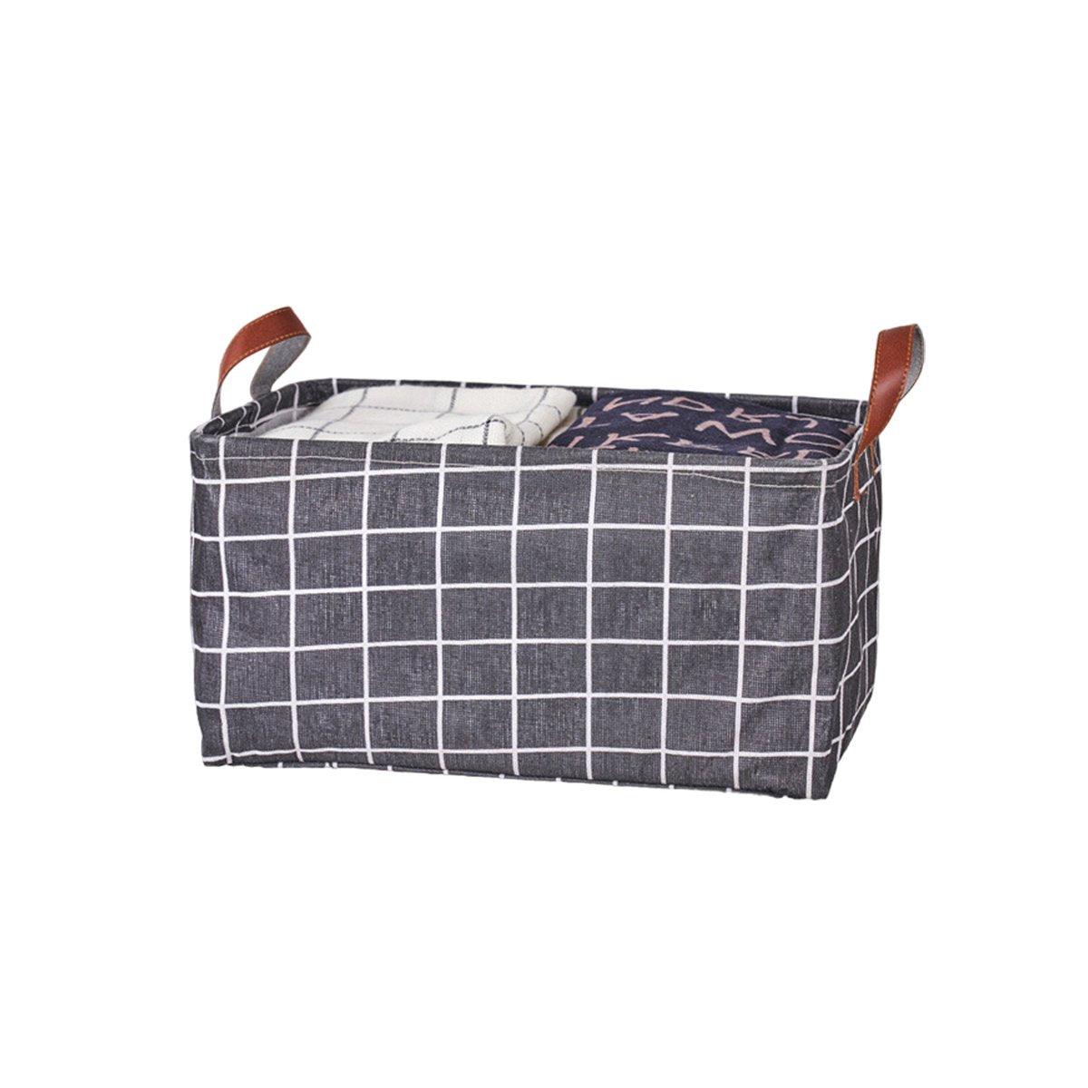 2pcs Foldable Cotton Linen Storage Baskets Home Organizer Box Office Supplies - Waterweed