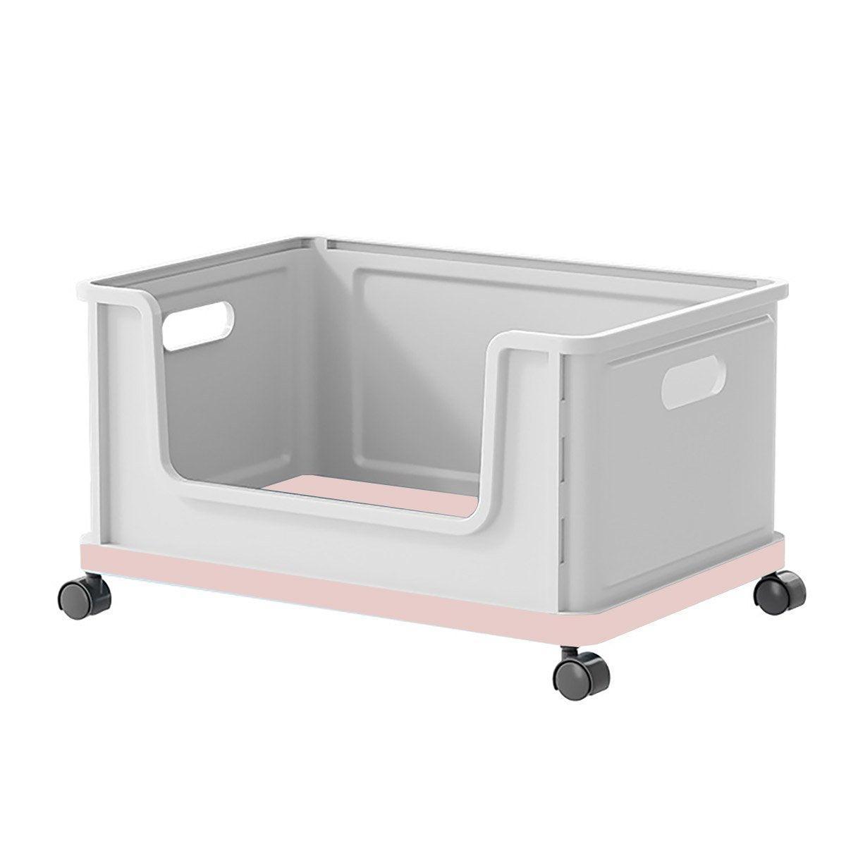 Under Desk Book Storage Box with Wheels Movable Classroom Student Organiser Rack - Blue
