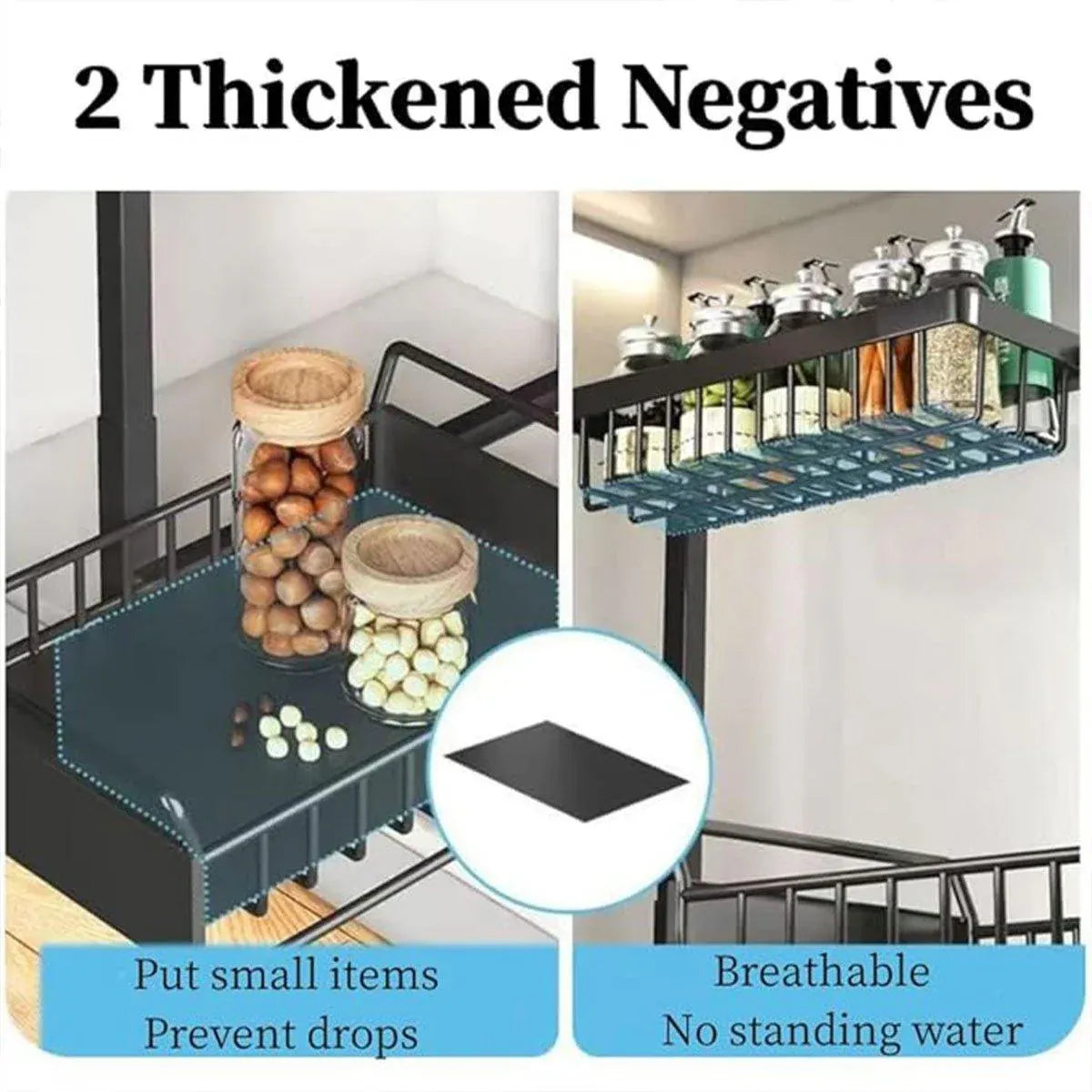 Removable Kitchen Cabinet Sink Storage Rack with Drawable Basket Organizer Shelf