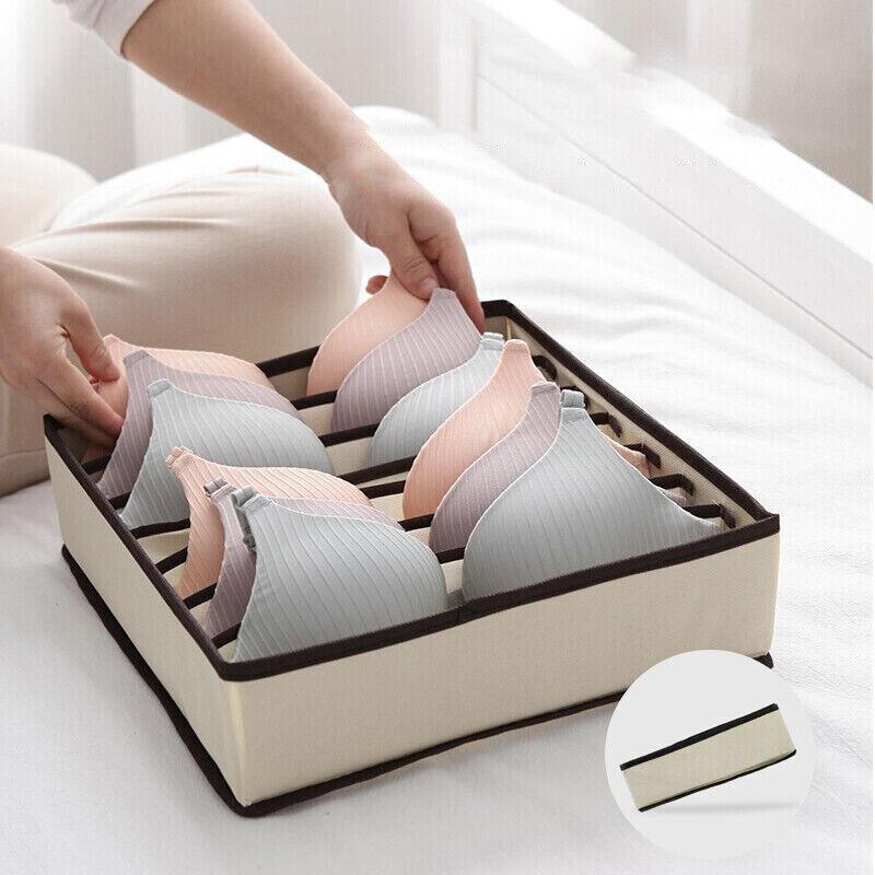 Drawer Organizer Set Foldable Storage Box Divider for Bra Underwear Closet 4pcs - Grey