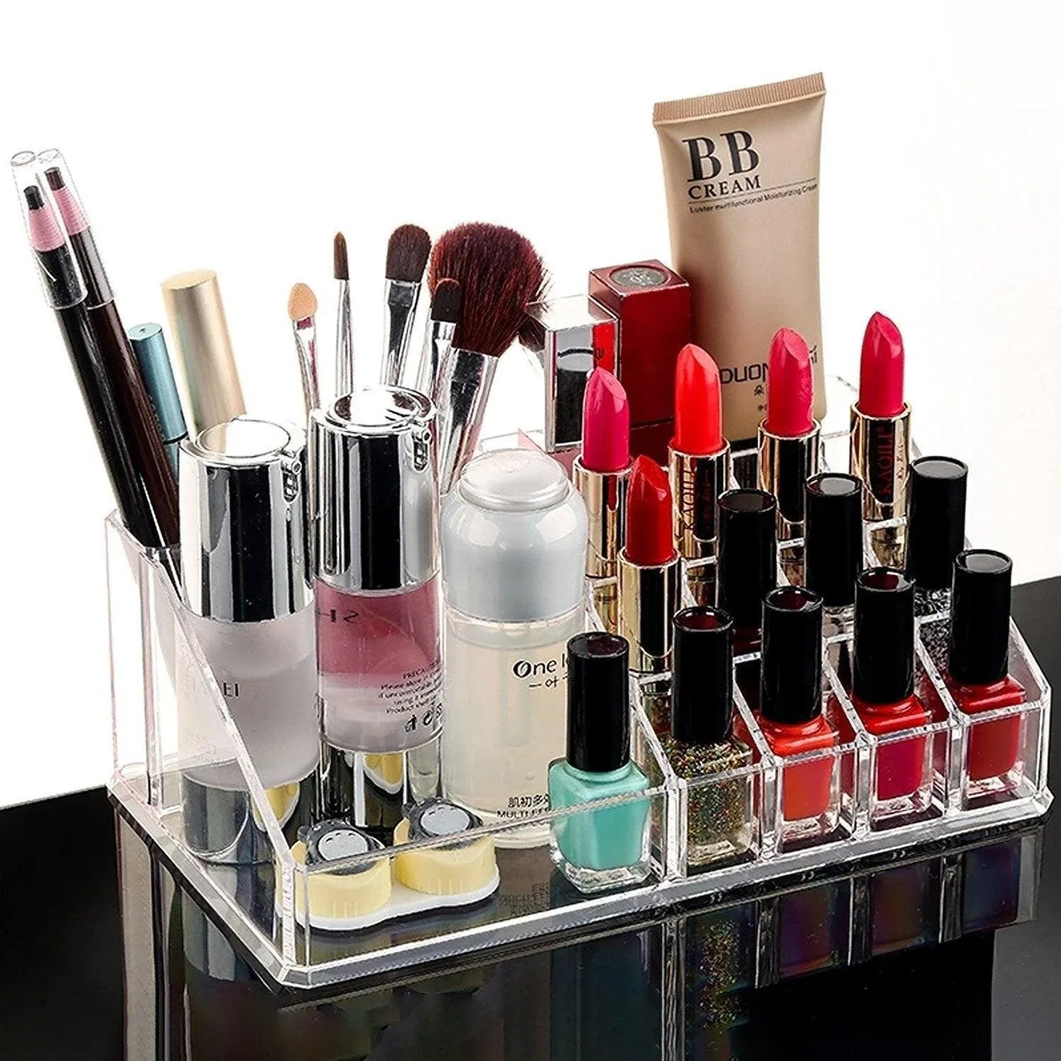 Desktop Transparent Storage Organizer Box Multi-Compartment Display Rack Holder - 16 grids