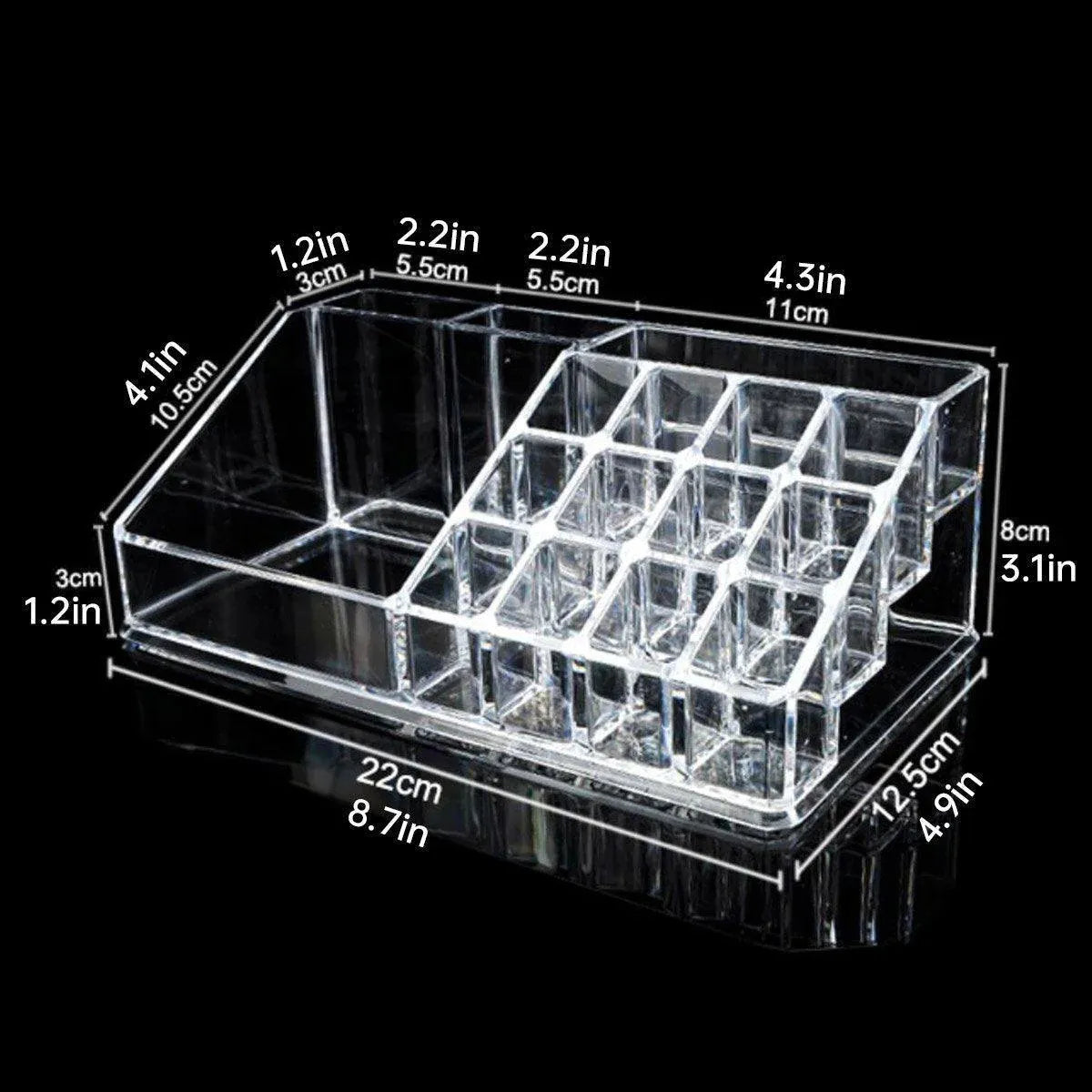 Desktop Transparent Storage Organizer Box Multi-Compartment Display Rack Holder - 9 grids