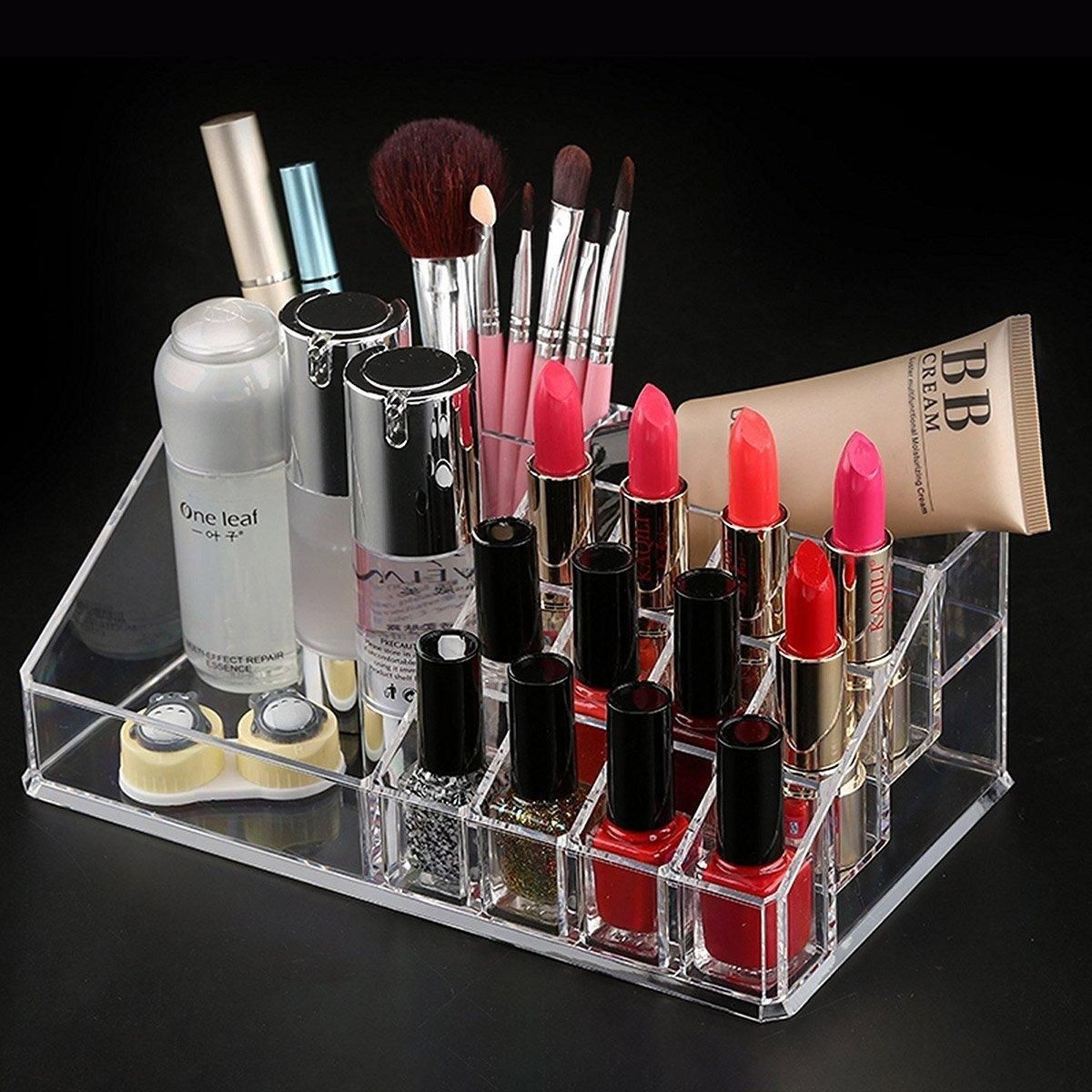 Desktop Transparent Storage Organizer Box Multi-Compartment Display Rack Holder - 9 grids