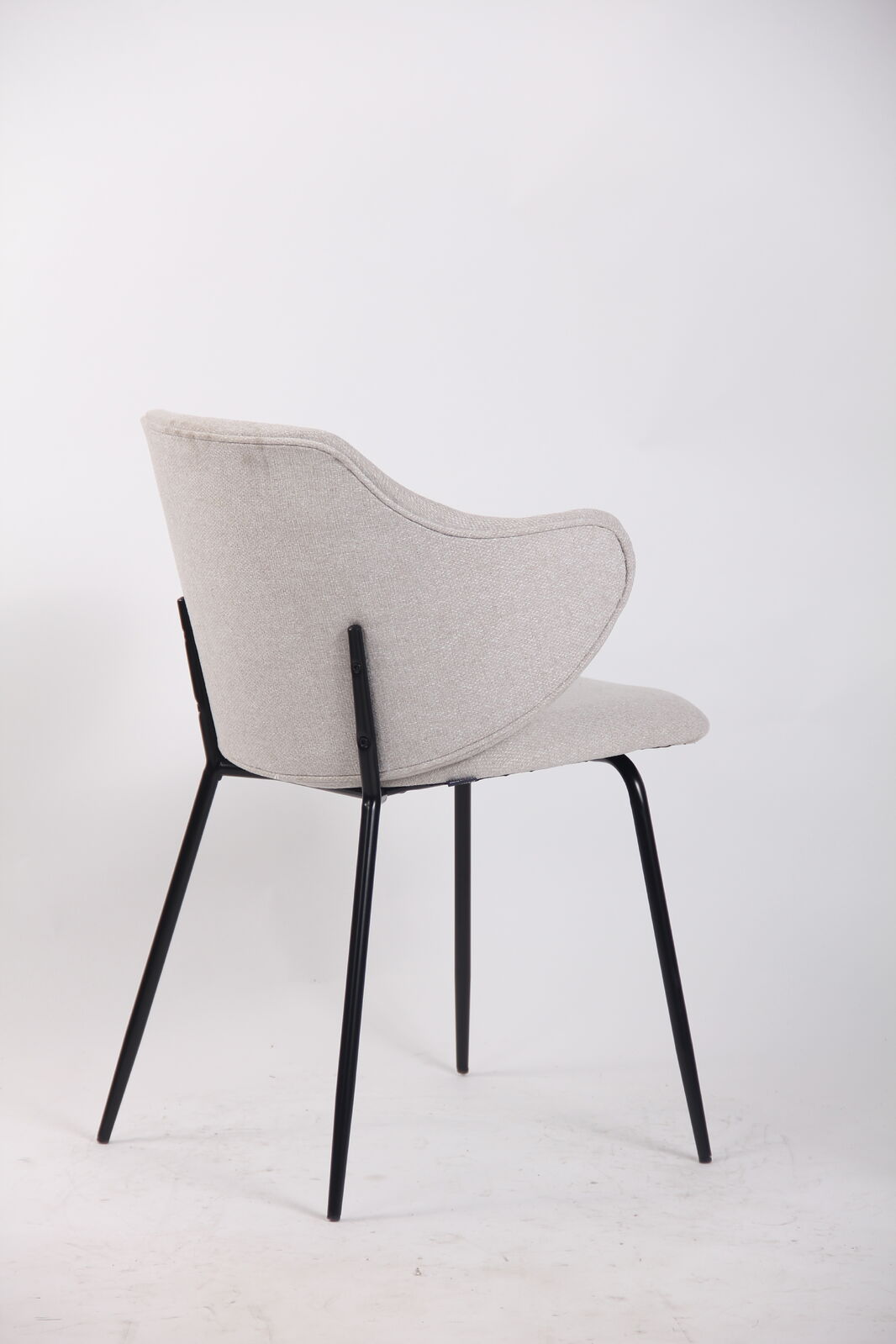 Set of 6 Dining Chairs Fabric with Metal Legs in Ivory Beige