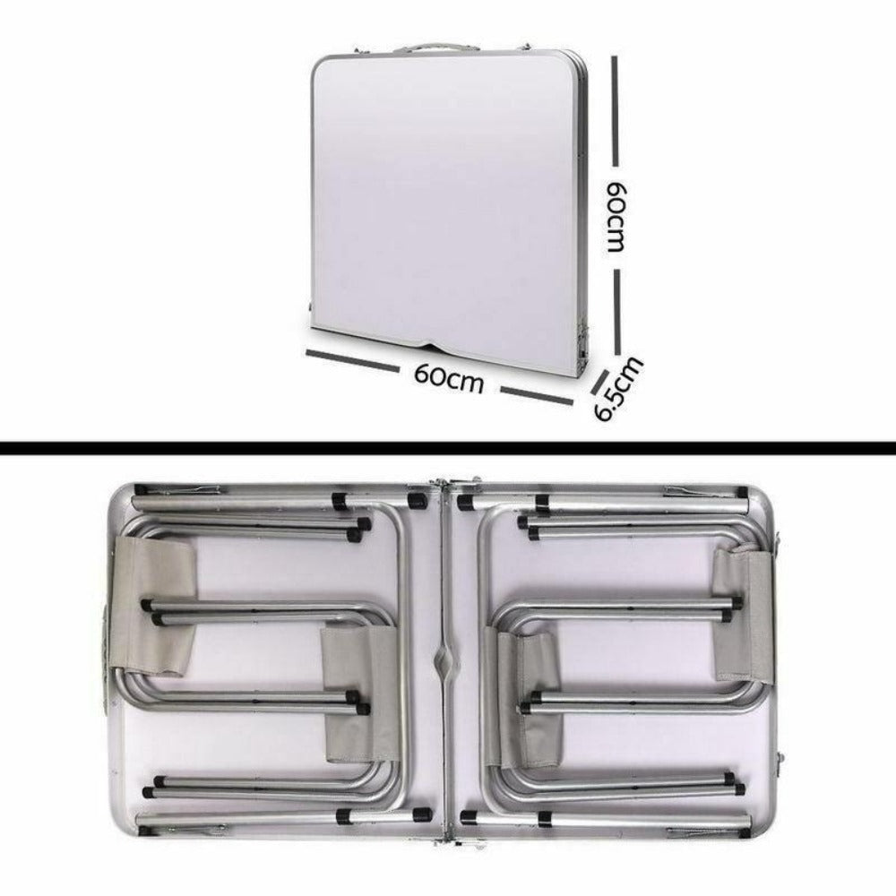 Portable Folding Picnic Camping Set BBQ Party Aluminium Table 4 Foldable Chairs