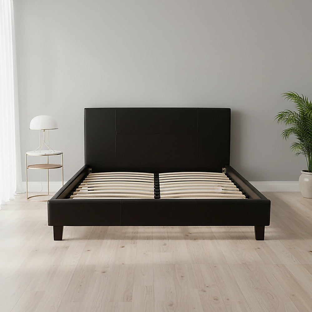 Double PU Leather Bed Frame Black