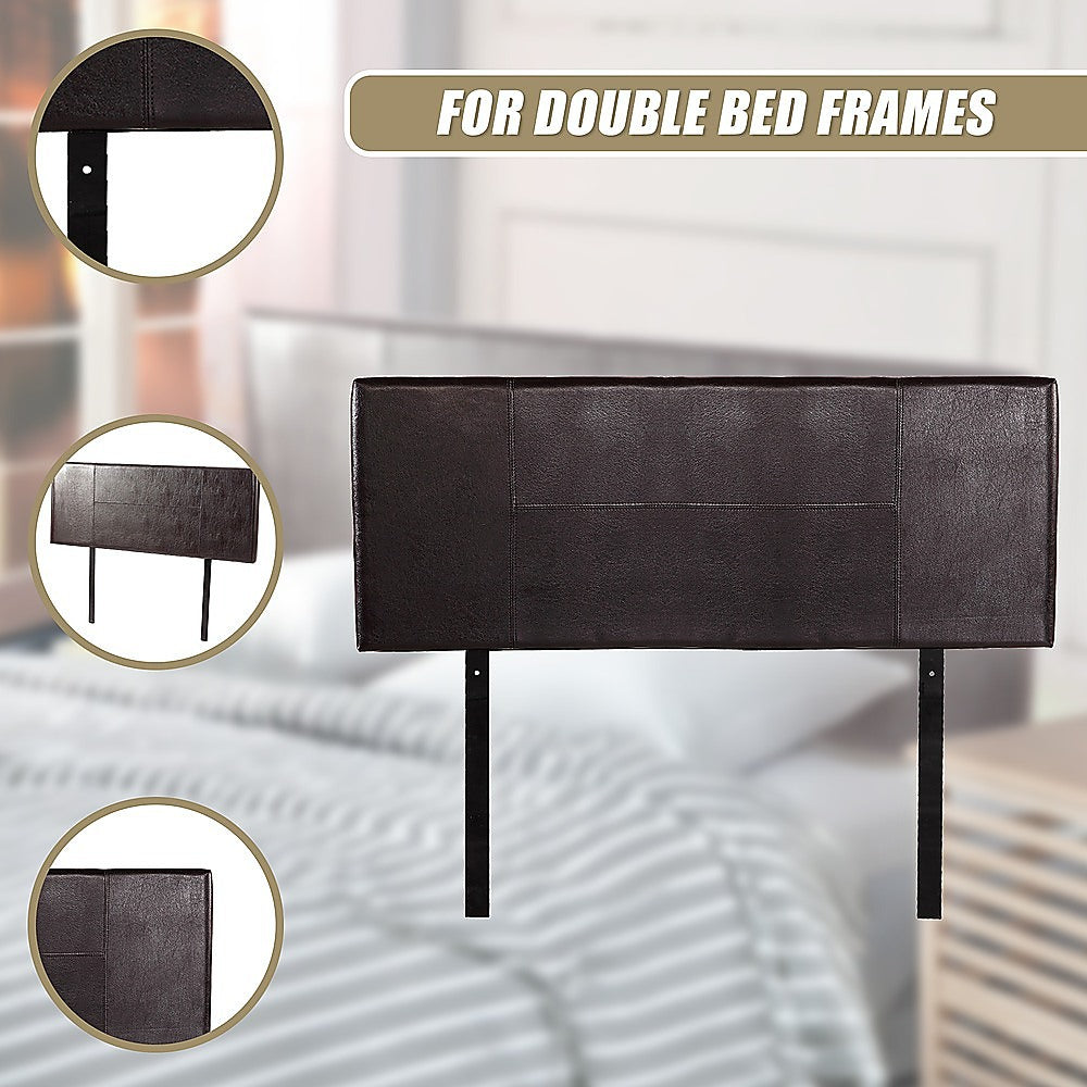 PU Leather Double Bed Headboard Bedhead - Brown