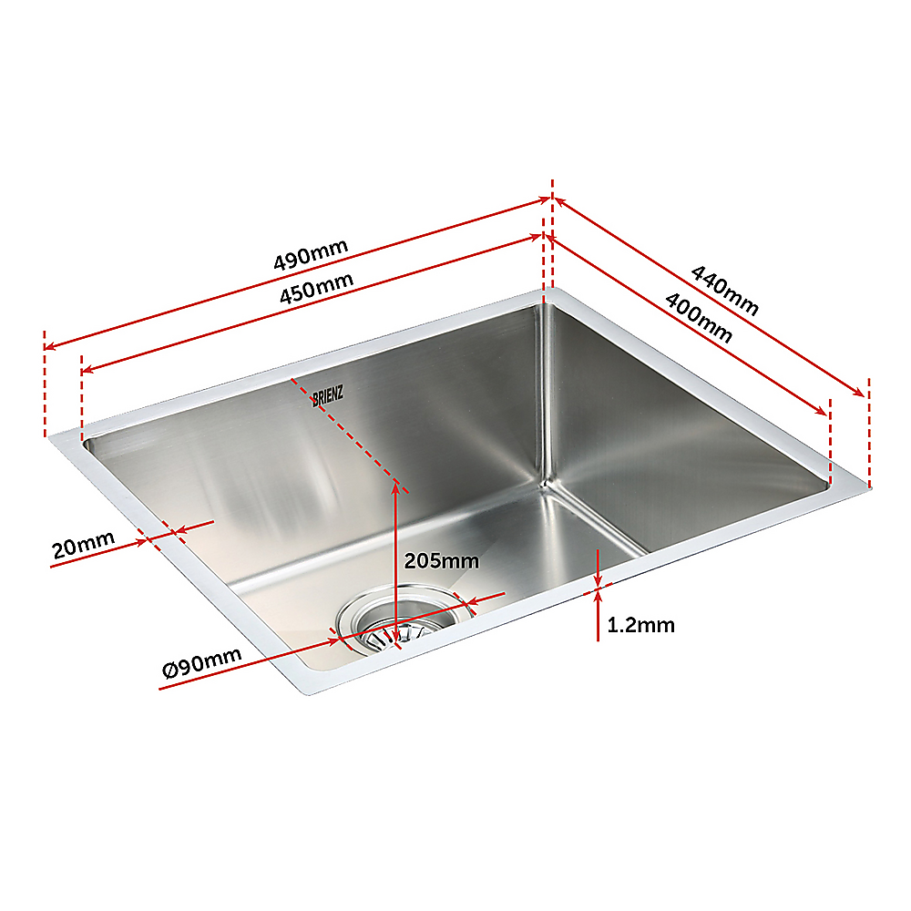 490x440mm Handmade Stainless Steel Undermount / Topmount
