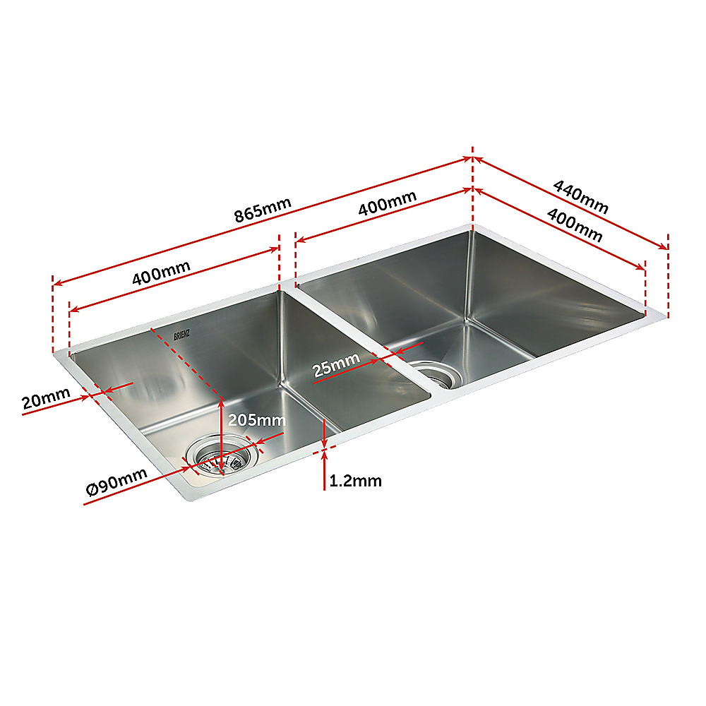 865x440mm Handmade Stainless Steel Undermount / Topmount
