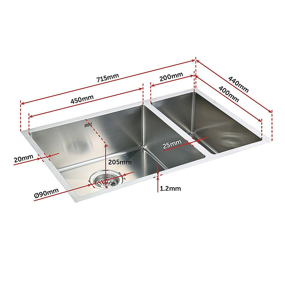 715x440mm Handmade Stainless Steel Undermount / Topmount