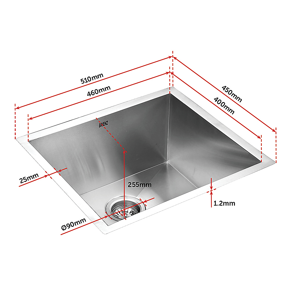 510x450mm Handmade Stainless Steel Undermount / Topmount