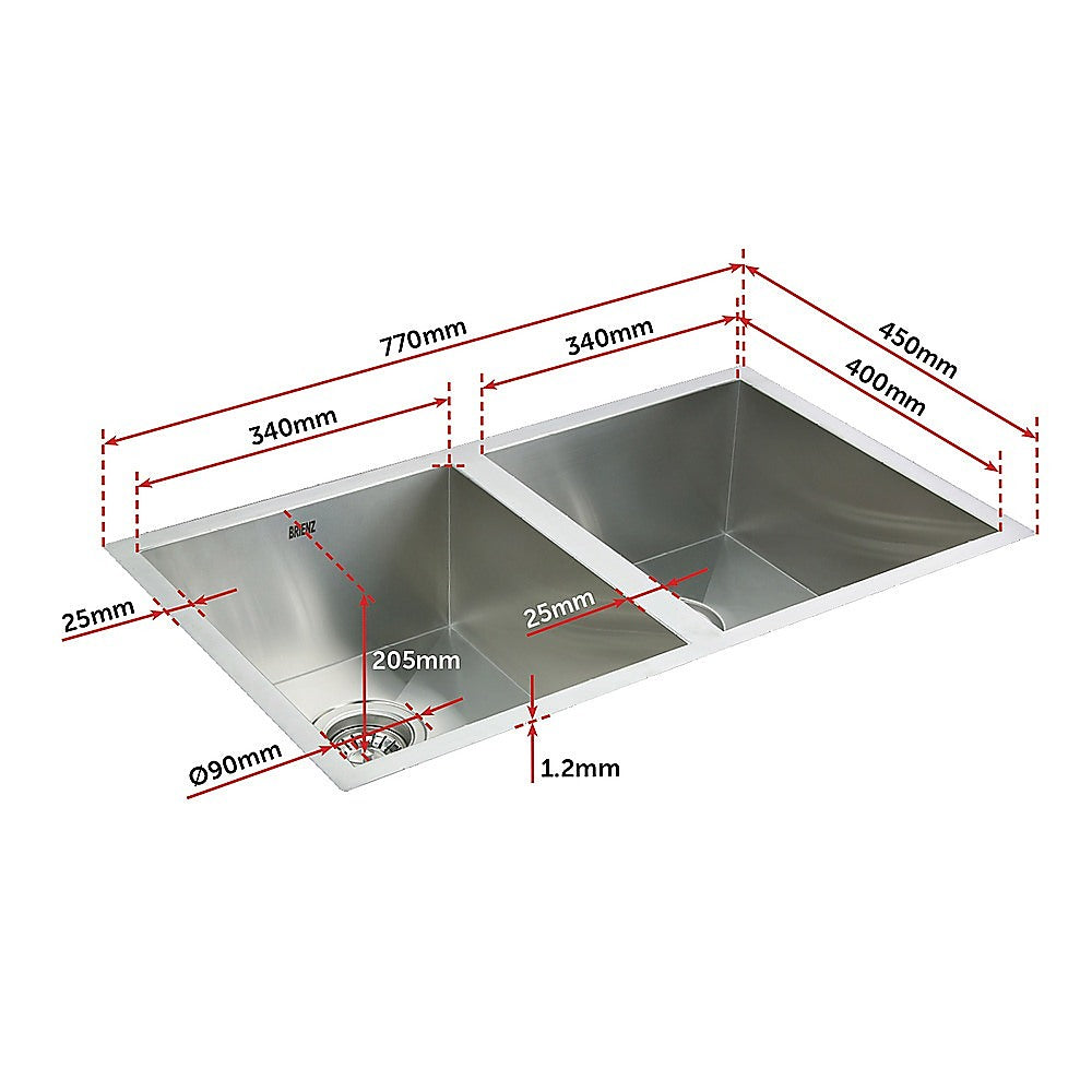 770x450mm Handmade Stainless Steel Undermount / Topmount