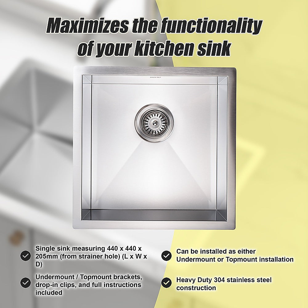440x440mm Handmade Stainless Steel Undermount / Topmount