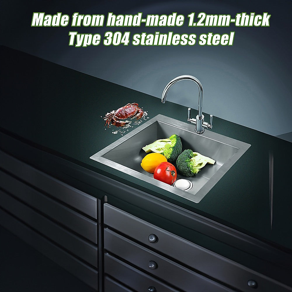 530x505mm Handmade Stainless Steel Topmount Kitchen Laundry