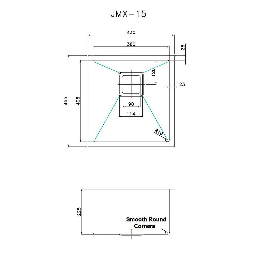 430x455mm Handmade 1.5mm Stainless Steel Undermount / Topmount