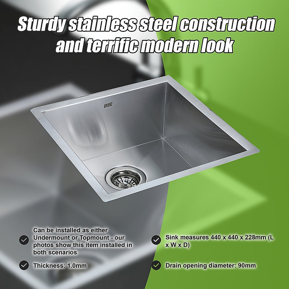 440x440mm Handmade Stainless Steel Undermount / Topmount