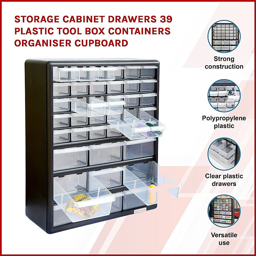 Storage Cabinet Drawers 39 Plastic Tool Box Containers Organiser