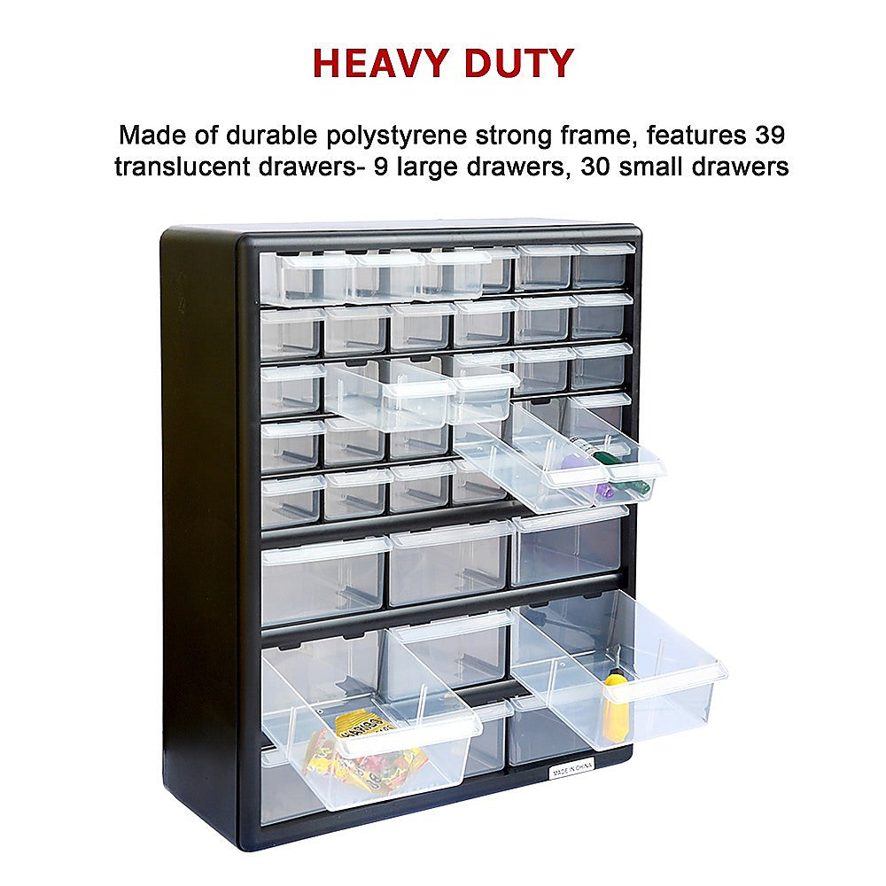 Storage Cabinet Drawers 39 Plastic Tool Box Containers Organiser