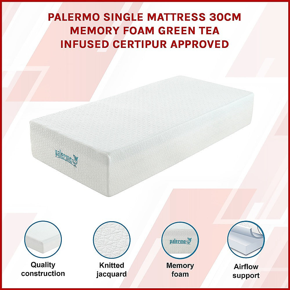 Single 30cm Green Tea Memory Foam Mattress
