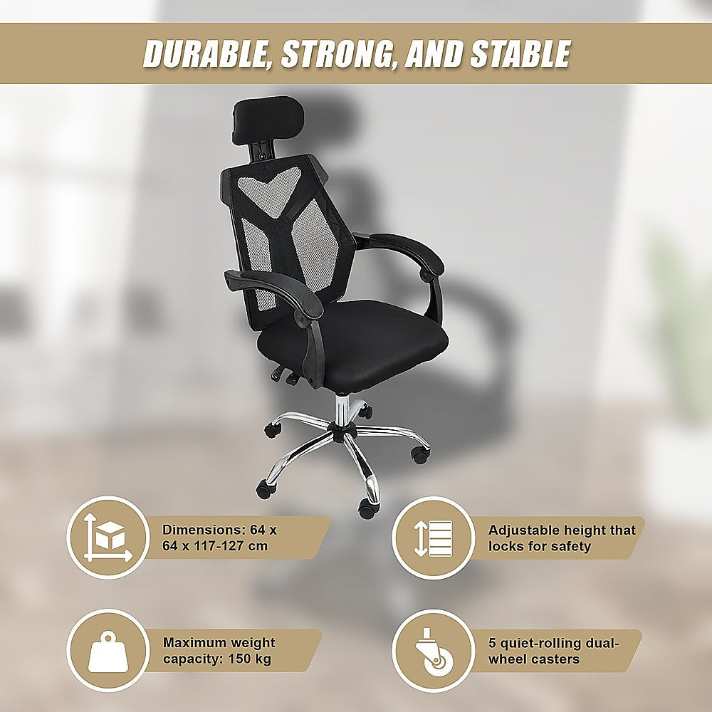 Office Chair – Ergonomic Mesh Back Computer Desk Chair with Padded Foam Seat in Black
