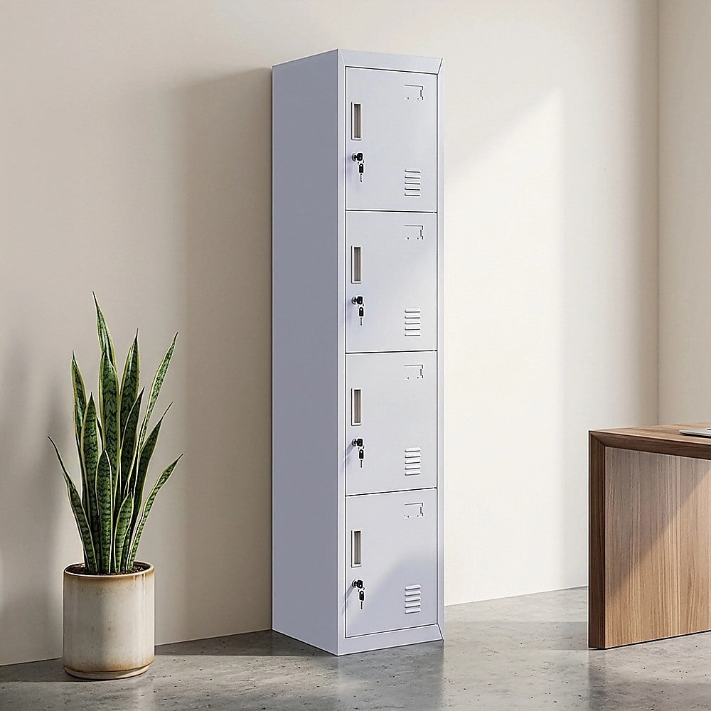 4-Door Vertical Locker for Office Gym Shed School Home Storage