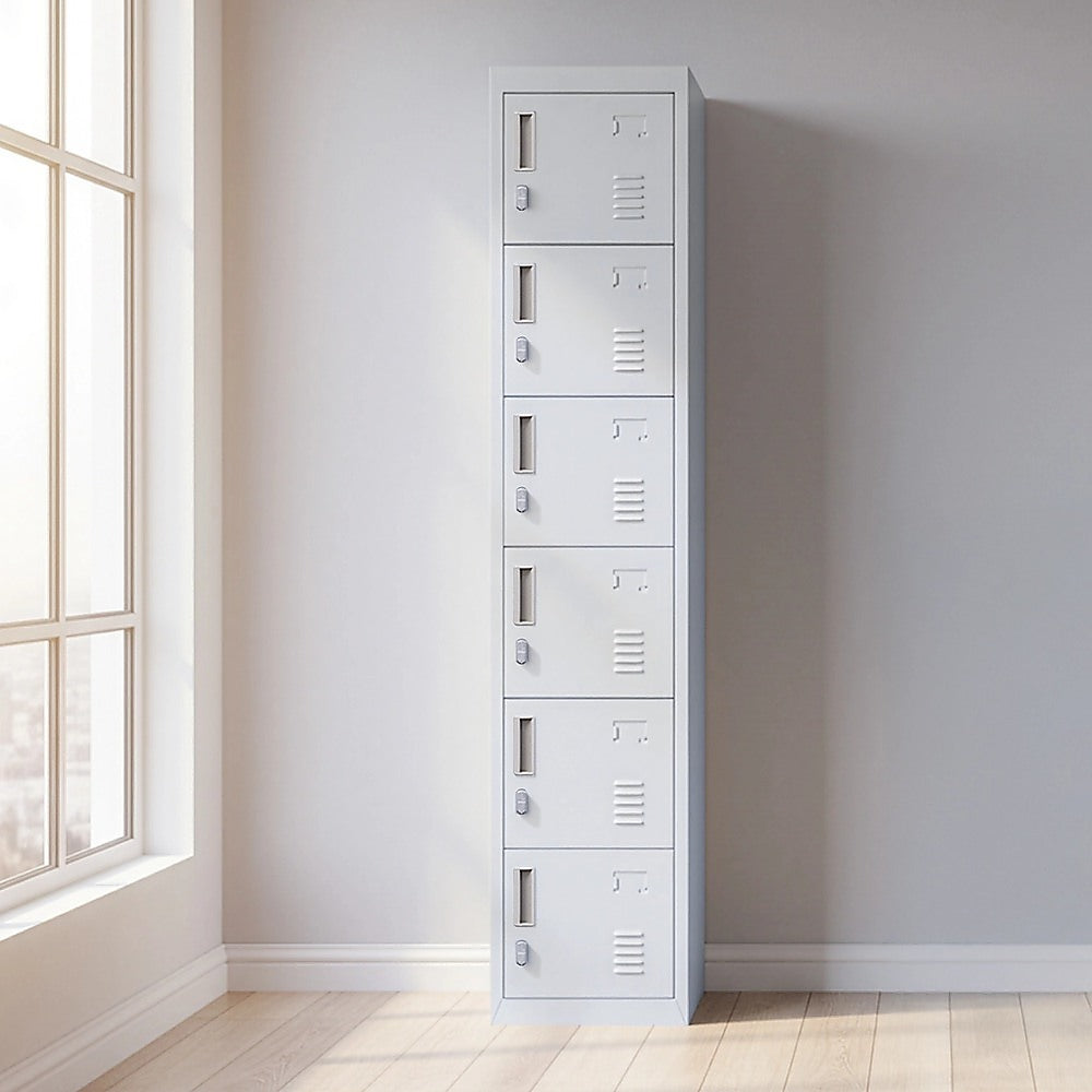 6-Door Locker for Office Gym Shed School Home Storage
