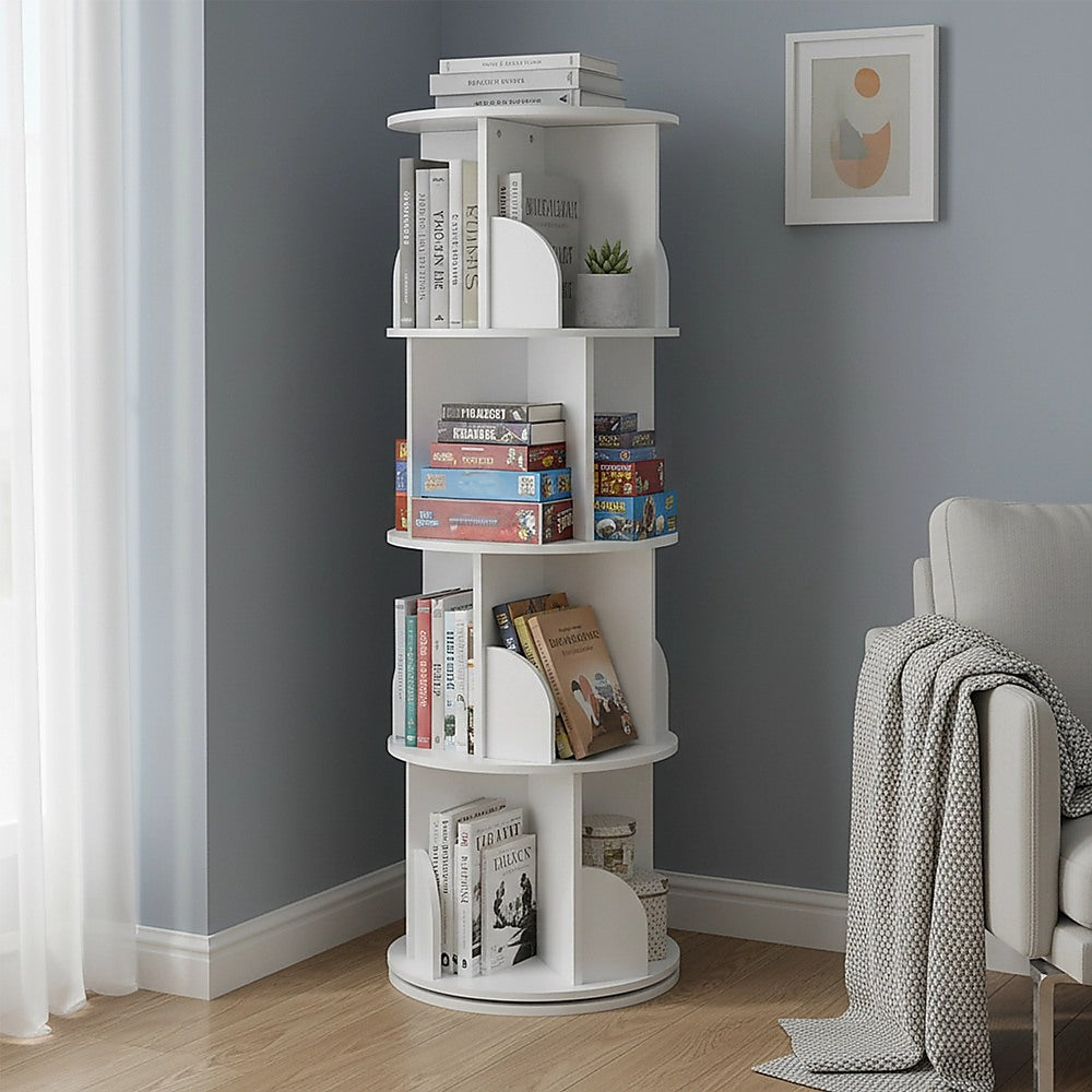360-degree Rotating 4 Tier Display Shelf Bookcase Organiser