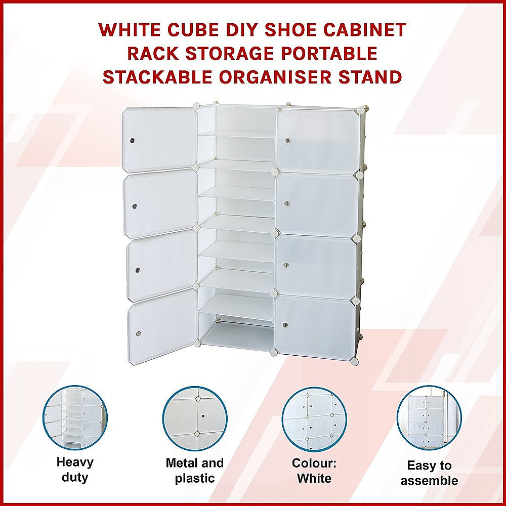 White Cube DIY Shoe Cabinet Rack Storage Portable Stackable
