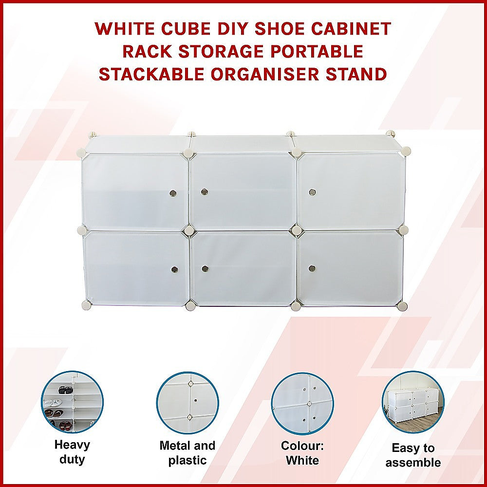 White Cube DIY Shoe Cabinet Rack Storage Portable Stackable