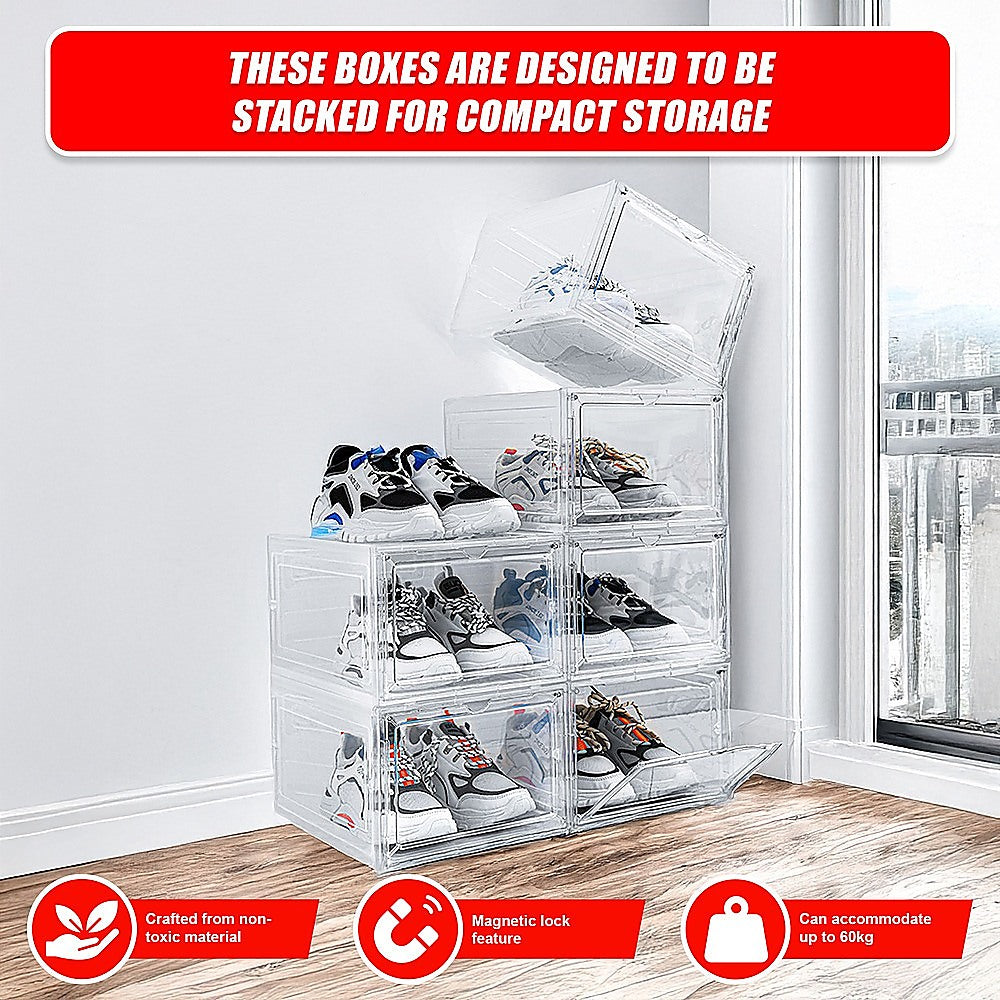 Sneaker Display Case Shoe Storage Organizer Box Stackable, Clear