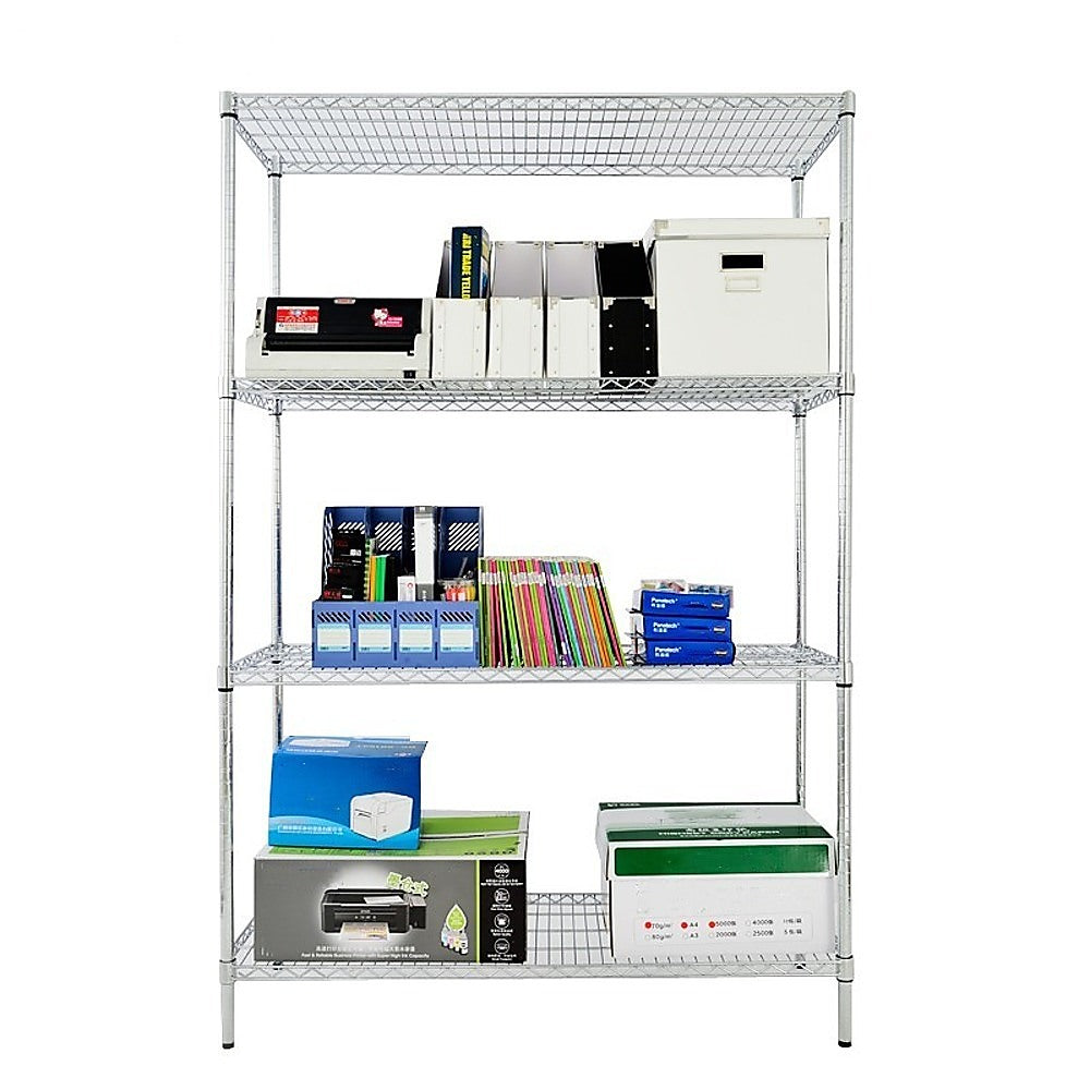Modular Wire Storage 120x45cm Steel Shelving Chrome With Fixed Legs For Garage Kitchen Or Retail Storage