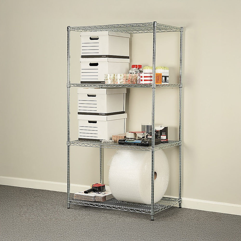 Modular Wire Storage 120x45cm Steel Shelving Chrome With Fixed Legs For Garage Kitchen Or Retail Storage