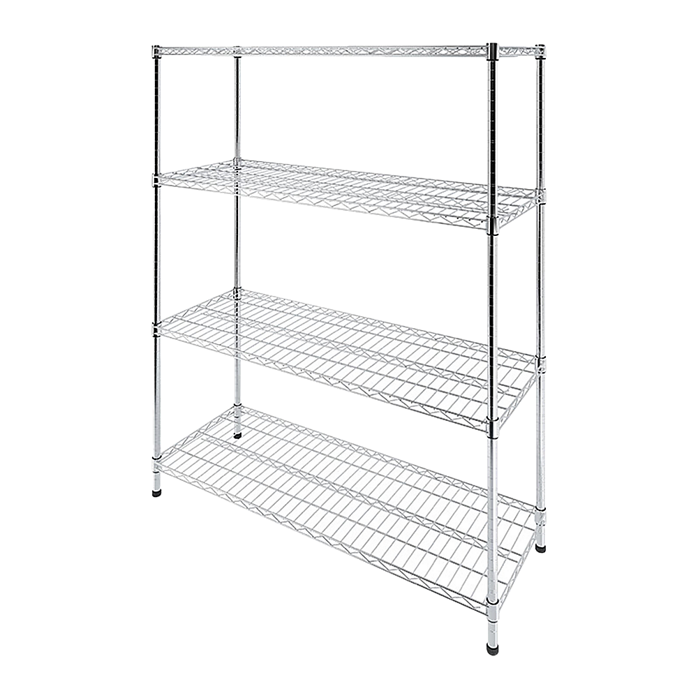 Modular Wire Storage 150x60cm Steel Shelving Chrome With Fixed Legs For Garage Warehouse Or Kitchen Organisation