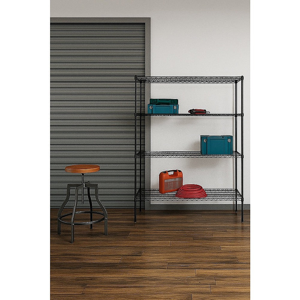 Modular Wire Storage 150x60cm Steel Shelving Black With Fixed Legs For Garage Warehouse Or Kitchen Organisation
