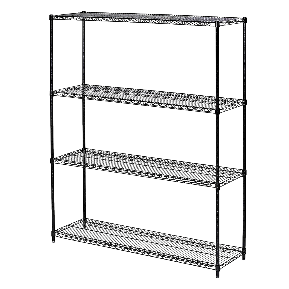 Modular Wire Storage 150x60cm Steel Shelving Black With Fixed Legs For Garage Warehouse Or Kitchen Organisation