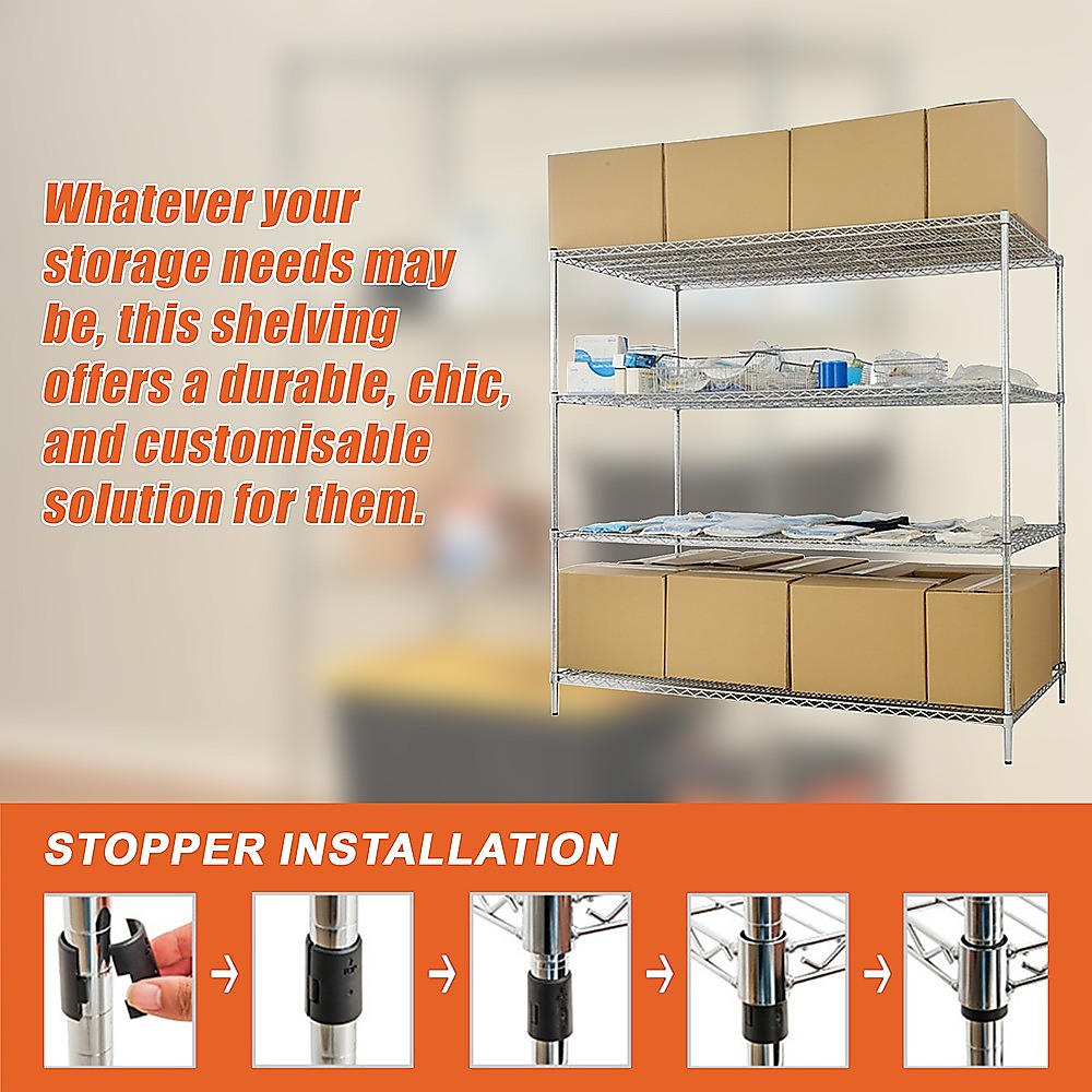 Modular Wire Storage 90x35cm Steel Shelving Chrome