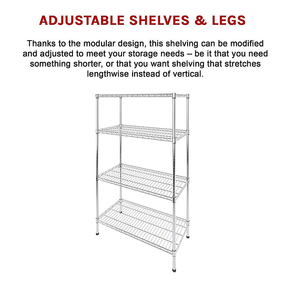 Modular Wire Storage 90x35cm Steel Shelving Chrome
