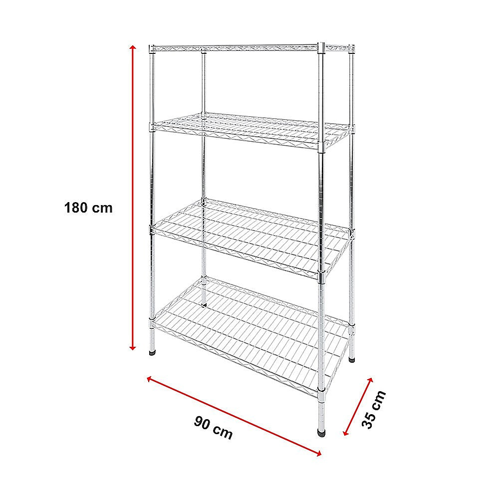 Modular Wire Storage 90x35cm Steel Shelving Chrome
