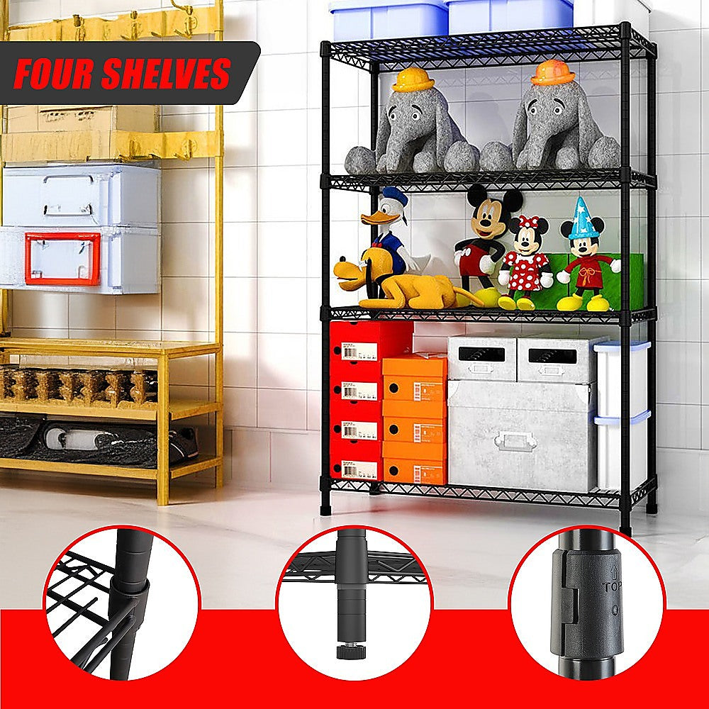 Modular Wire Storage 90x35cm Steel Shelving Black With Fixed