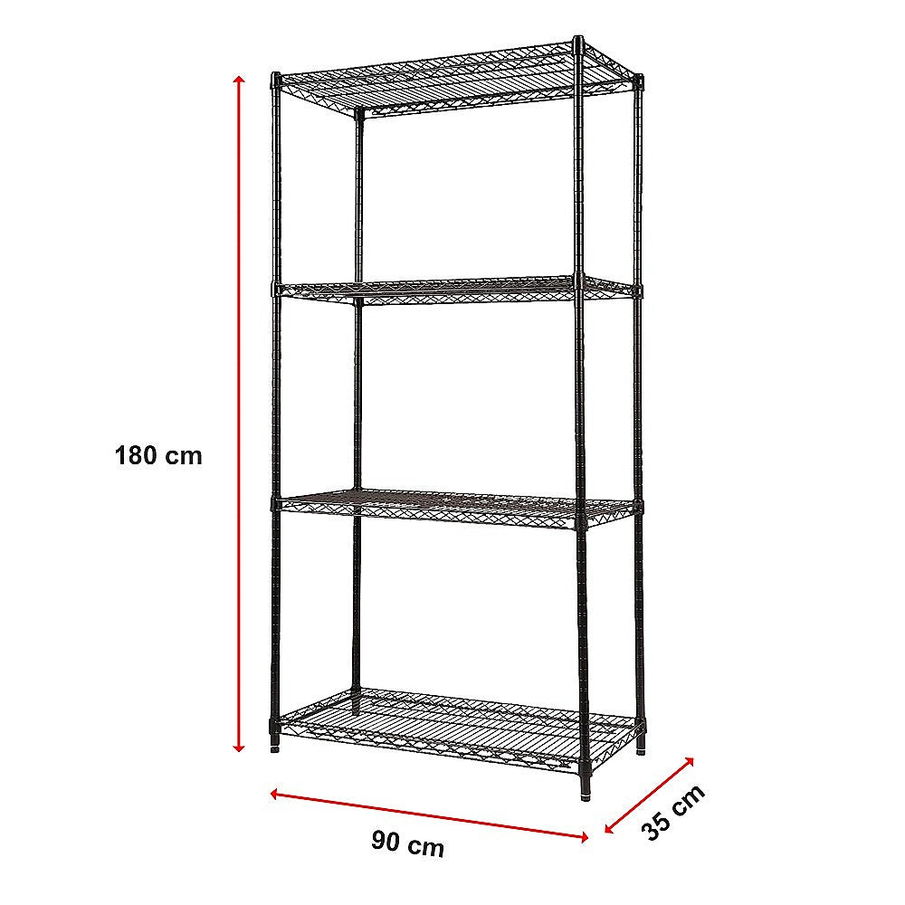 Modular Wire Storage 90x35cm Steel Shelving Black With Fixed