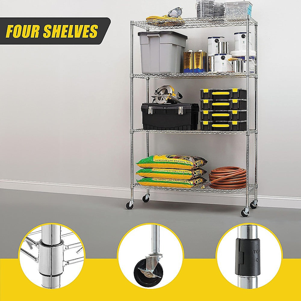Modular Wire Storage 90x35cm Steel Shelving Chrome