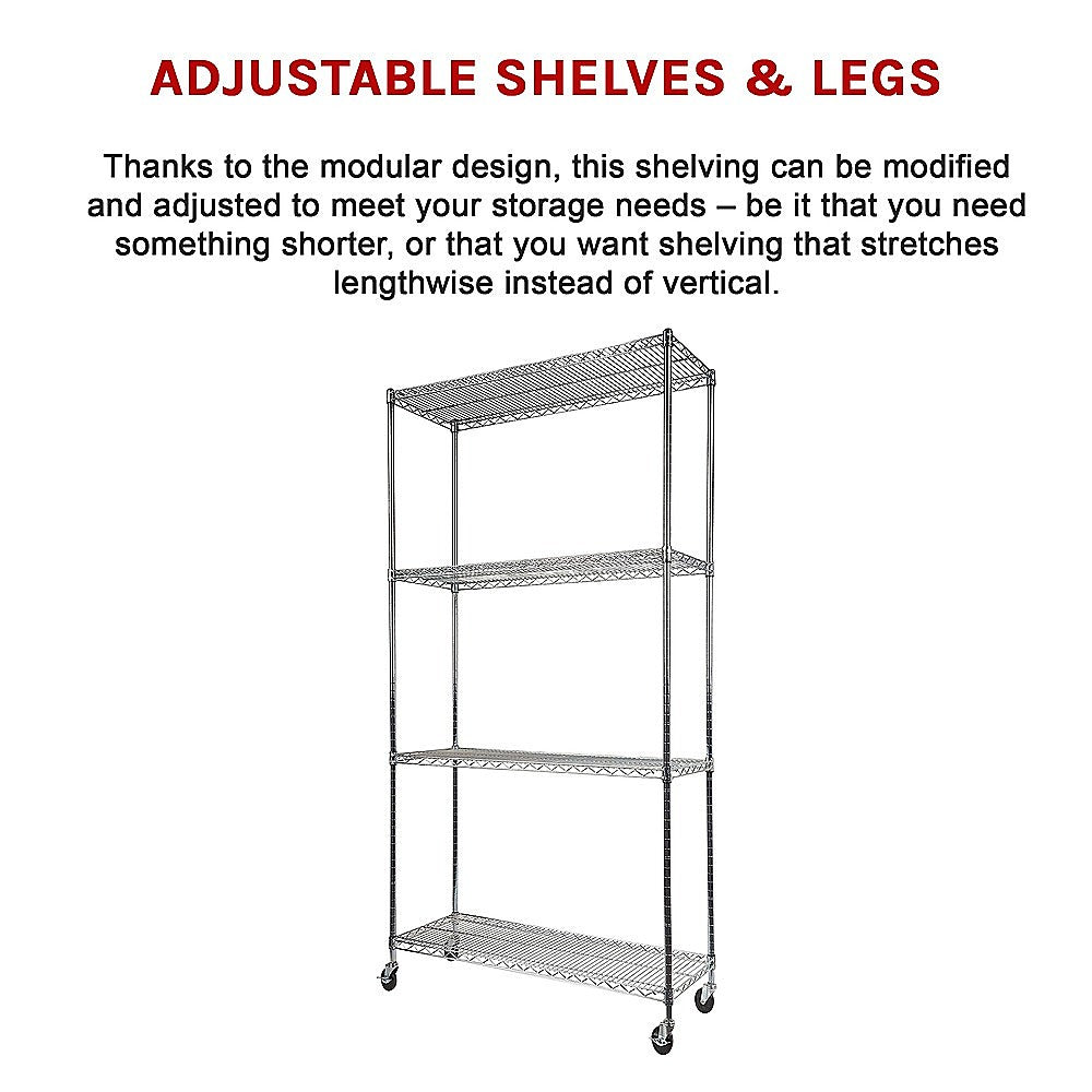 Modular Wire Storage 90x35cm Steel Shelving Chrome