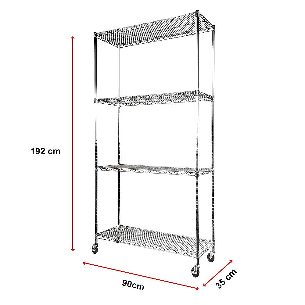Modular Wire Storage 90x35cm Steel Shelving Chrome