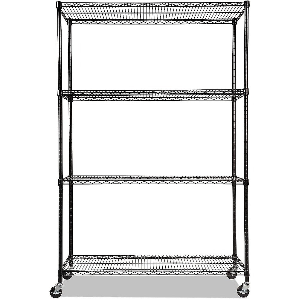 Modular Wire Storage 90x35cm Steel Shelving Black With Wheels For Garage Warehouse Or Kitchen Organisation