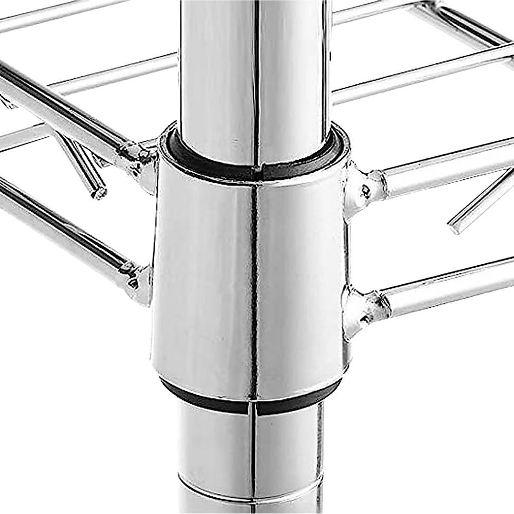 Modular Wire Storage 150x45cm Steel Shelving Chrome With Wheels For Garage Warehouse Or Kitchen Organisation