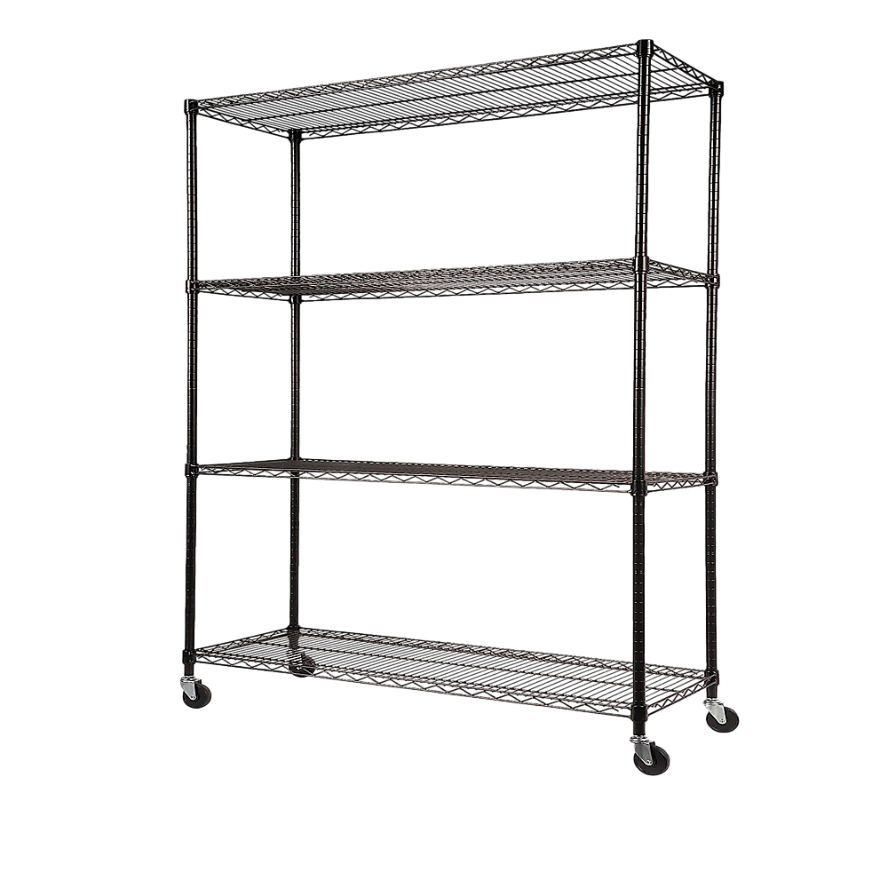 Modular Wire Storage 150x45cm Steel Shelving Black With Wheels For Garage Warehouse Or Kitchen Organisation