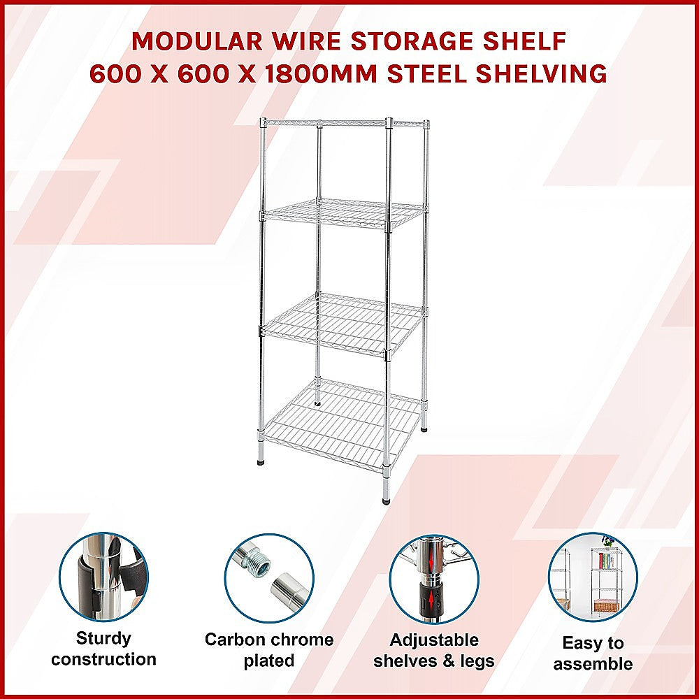 Modular Wire Storage 60x60cm Steel Shelving Chrome